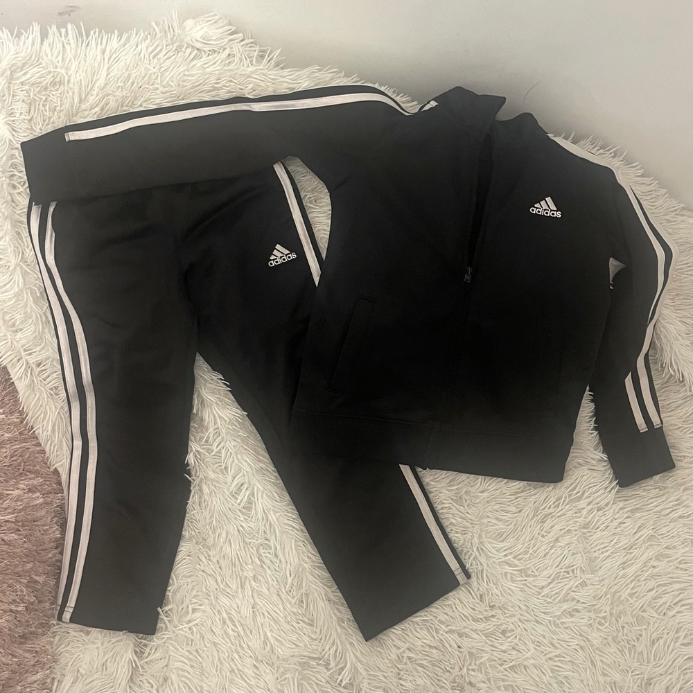 Boys ADIDAS Track Suit - Zip up Jacket w/ Joggers (B/W)